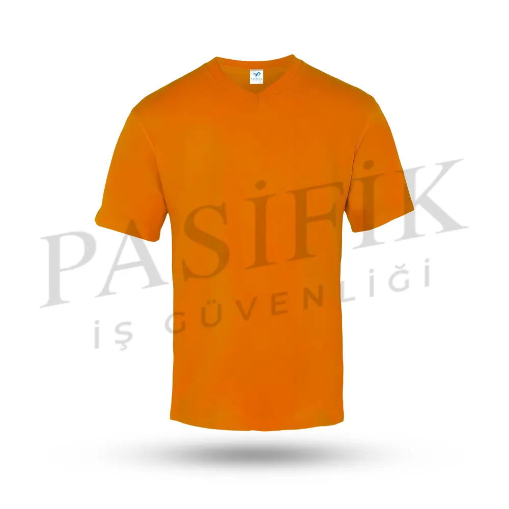 V Yaka T-shirt Turuncu