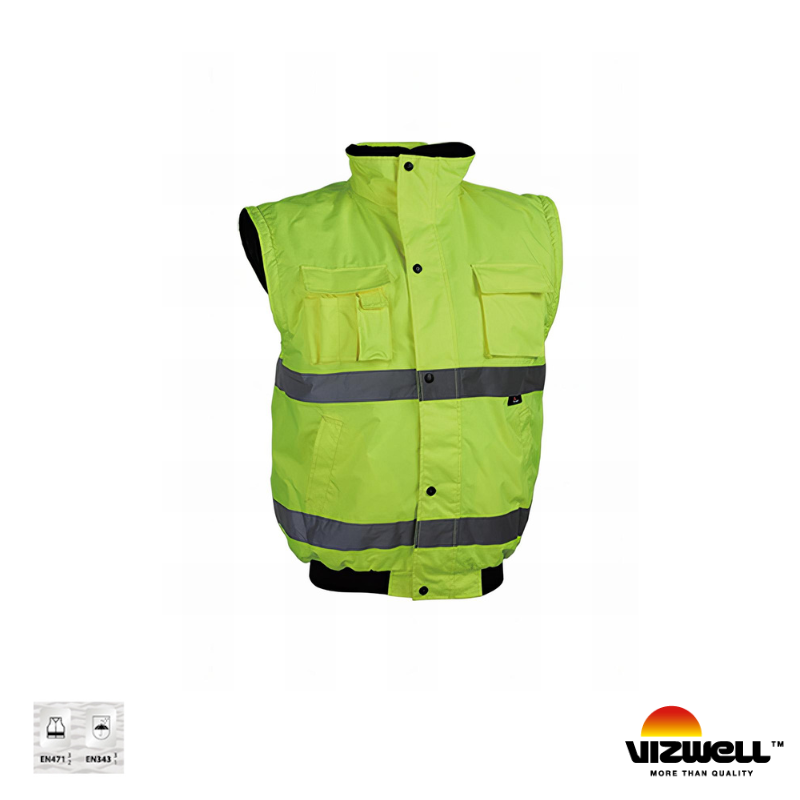 Vizwell™ VWJK60 – Kolları Çıkmalı 300D Oxford Pilot Mont SARI