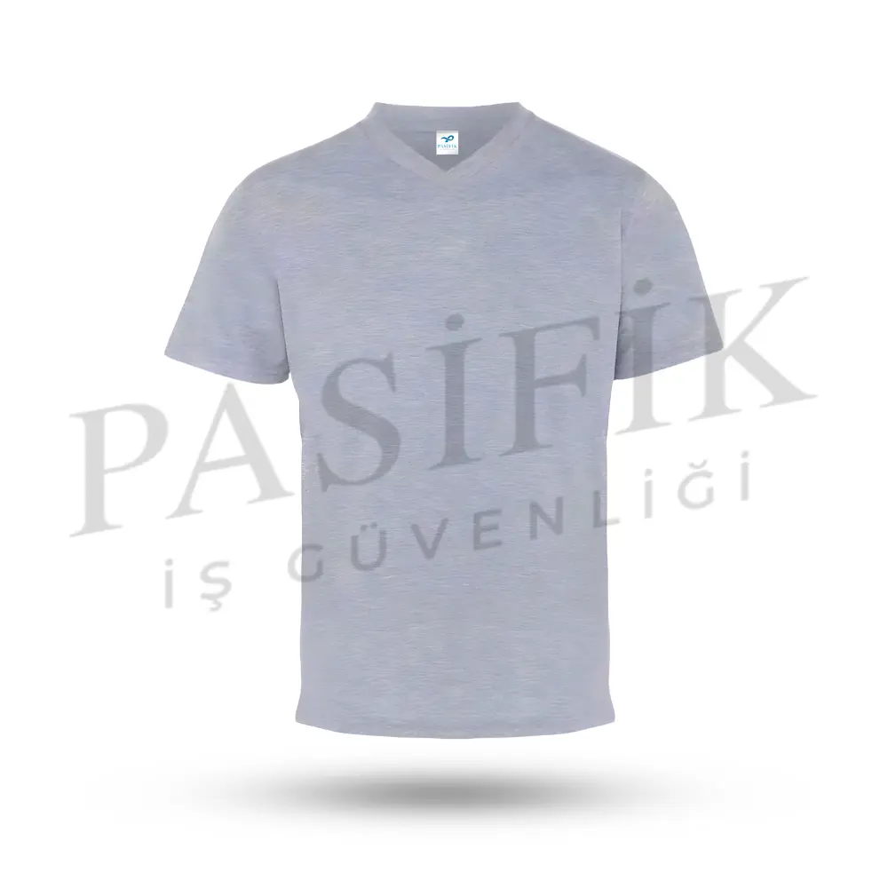 V Yaka T-shirt Gri